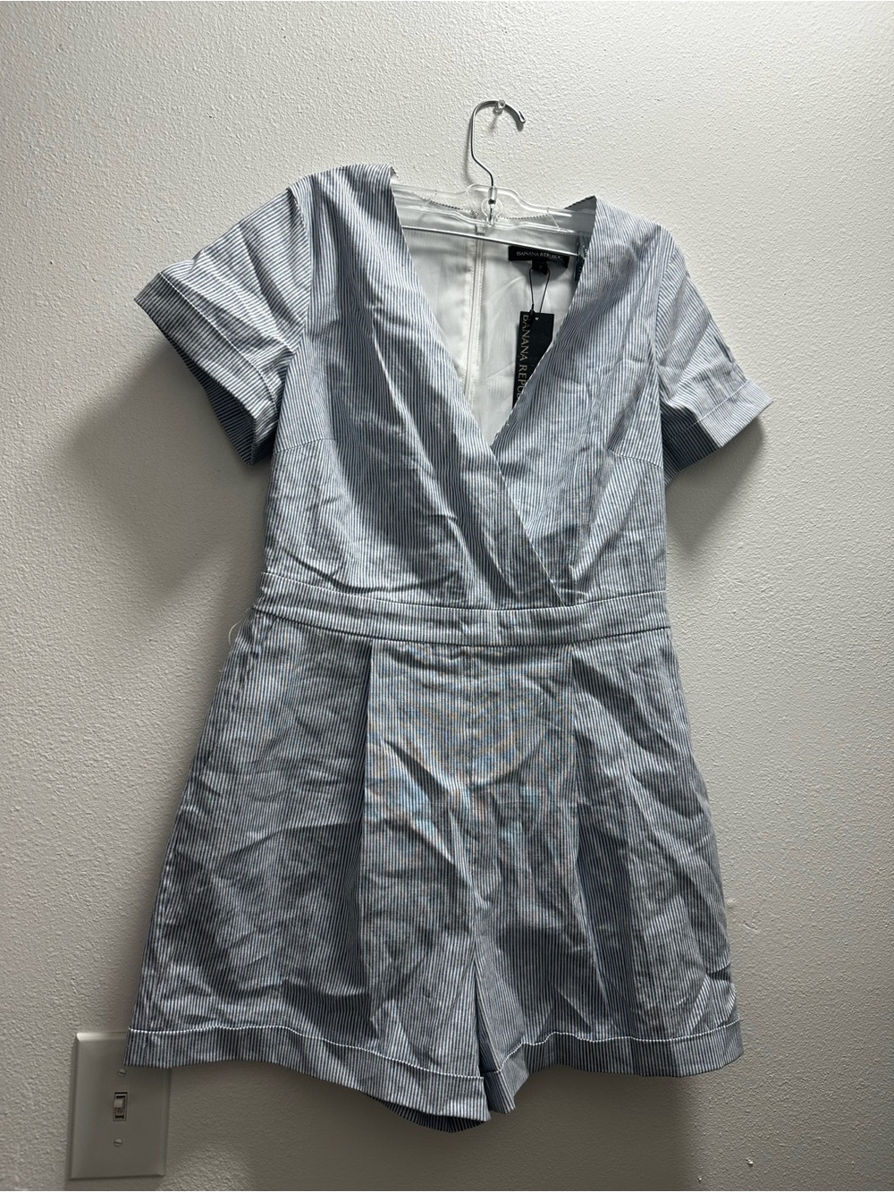 Banana Republic Blue Seersucker Stripe Romper